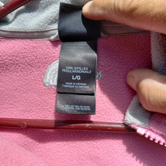 Girls North Face Pink Gray Full Zip Fleece Jacket Size Youth - Picture 8 of 12